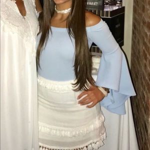 Blue fancy sleeve bodysuit